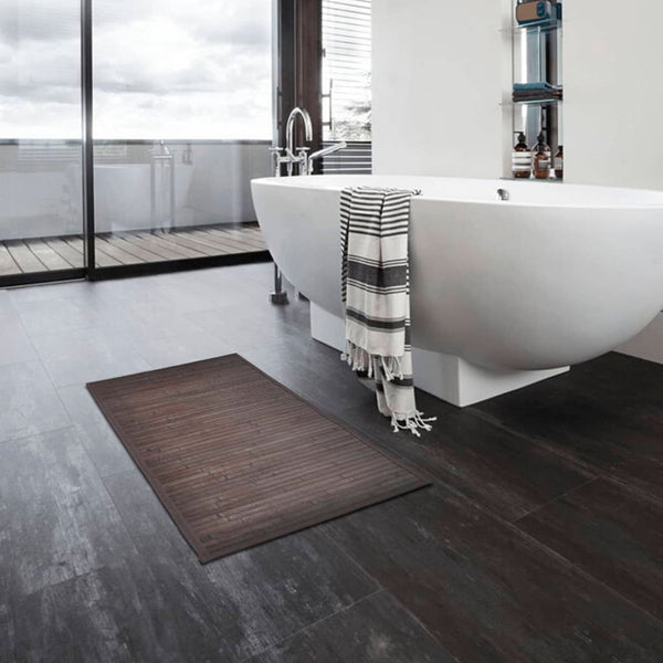 Bamboo Bath Mats 2 pcs 60x90 cm Dark Brown