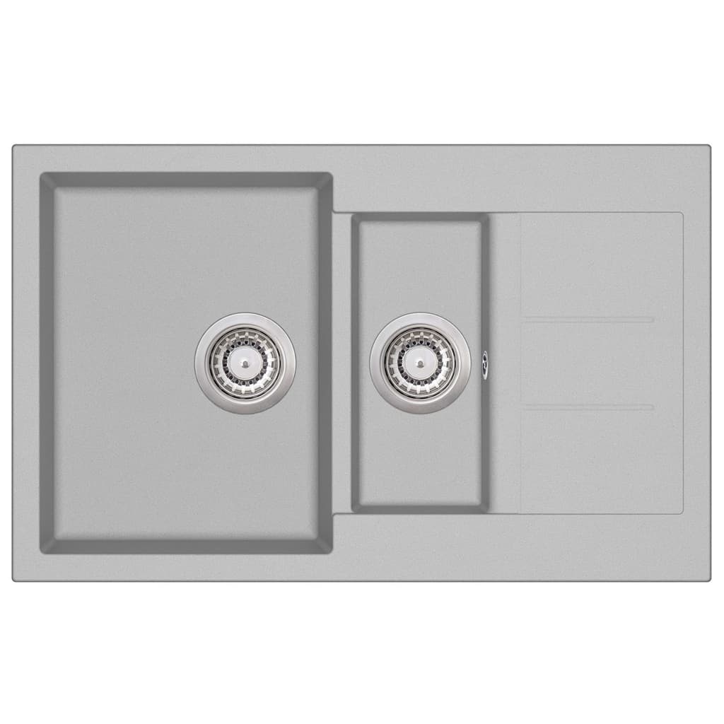 Granite Kitchen Sink Double Basin Grey