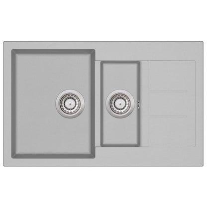 Granite Kitchen Sink Double Basin Grey