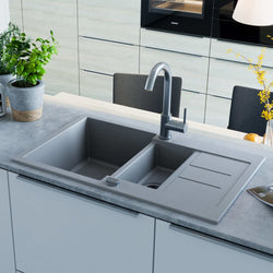 Granite Kitchen Sink Double Basin Grey