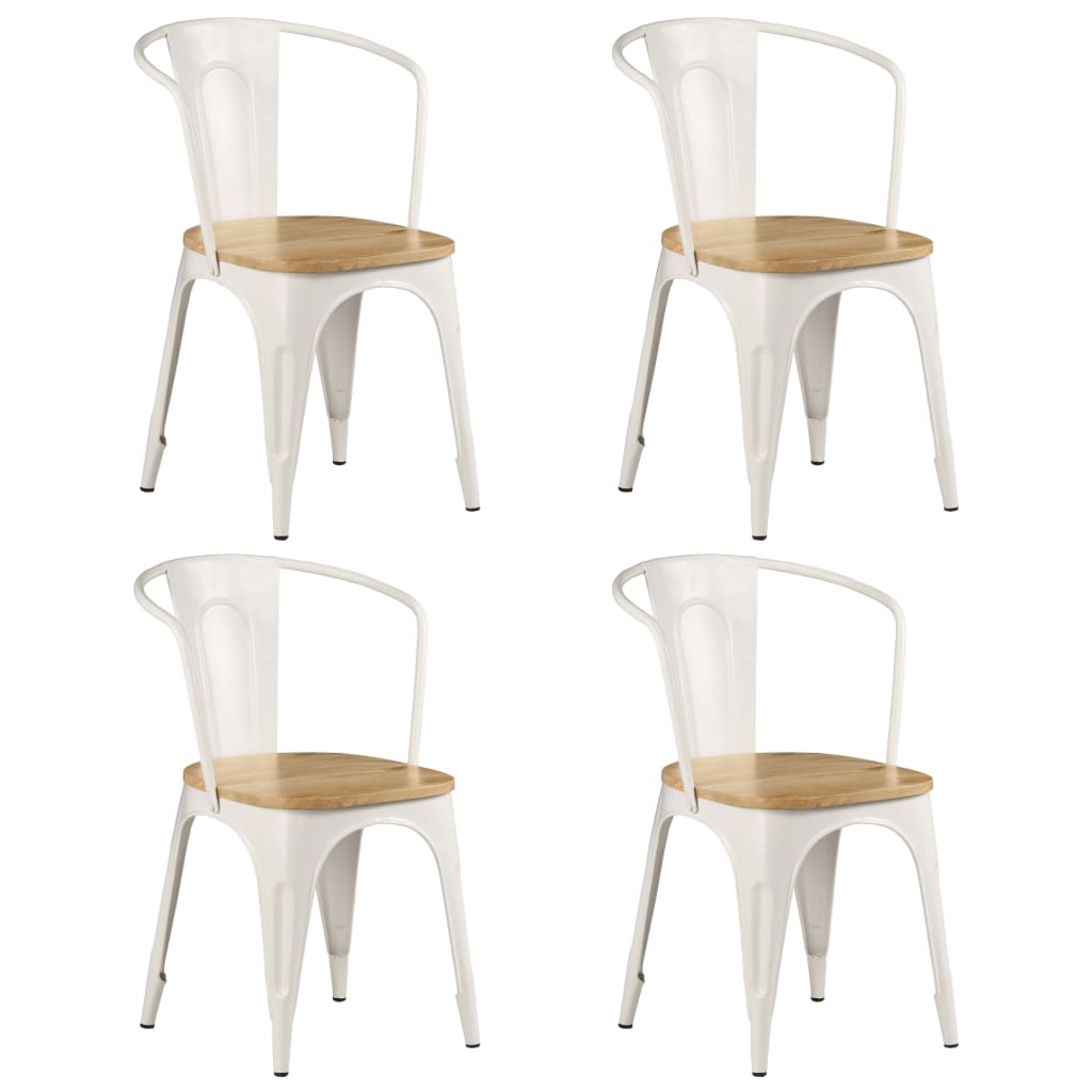 Dining Chairs 4 pcs White Solid Mango Wood