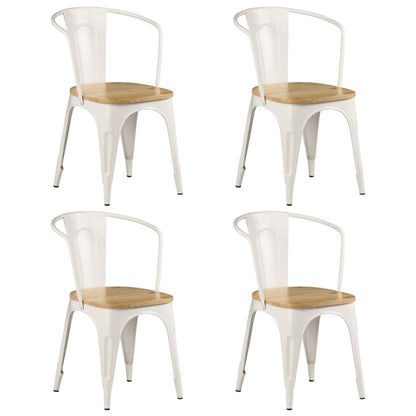 Dining Chairs 4 pcs White Solid Mango Wood