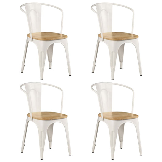 Dining Chairs 4 pcs White Solid Mango Wood