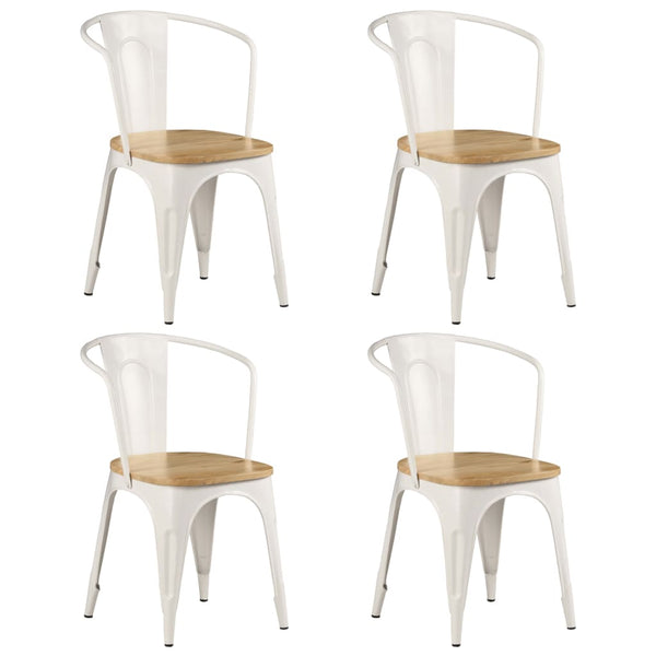  Dining Chairs 4 pcs White Solid Mango Wood