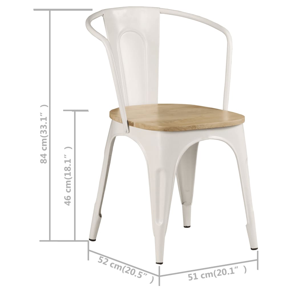 Dining Chairs 4 pcs White Solid Mango Wood