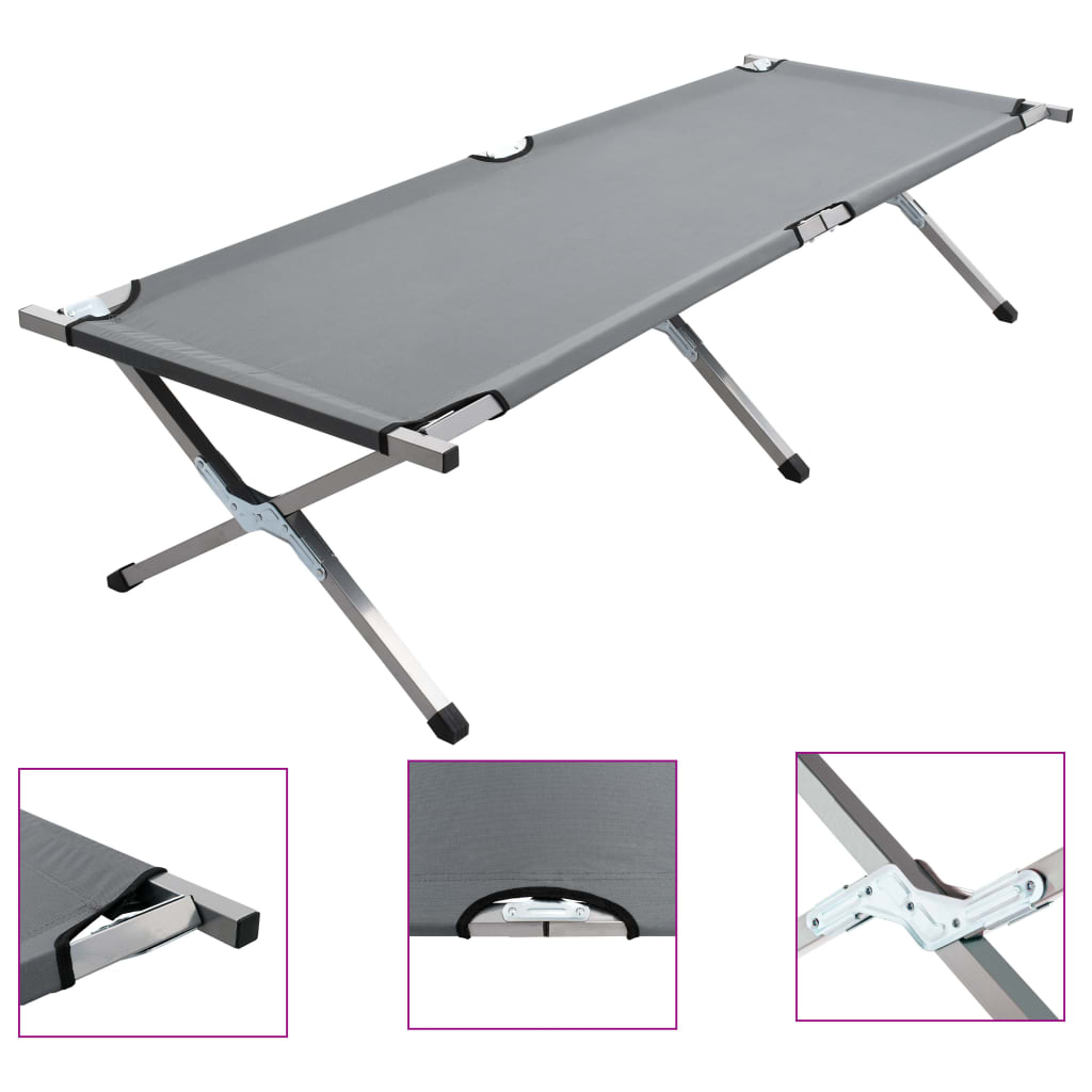 Camping Bed 190x74x47 cm XL Grey