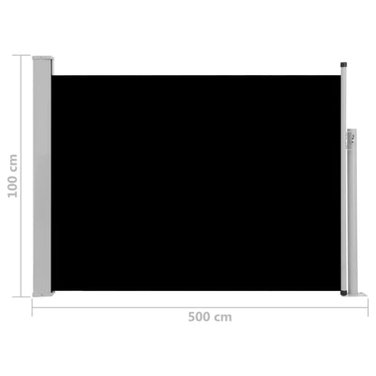 Patio Retractable Side Awning 100x500 cm Black