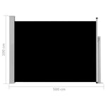 Patio Retractable Side Awning 100x500 cm Black