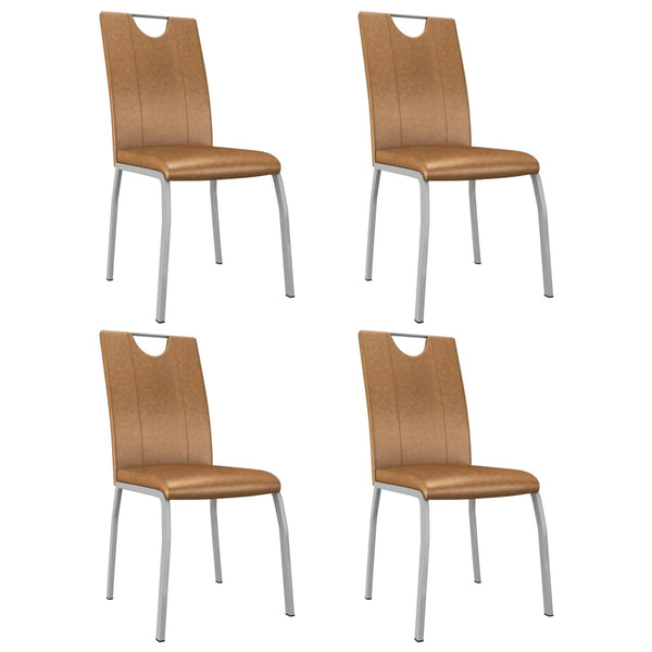  Dining Chairs 4 pcs Durable  Brown faux Leather