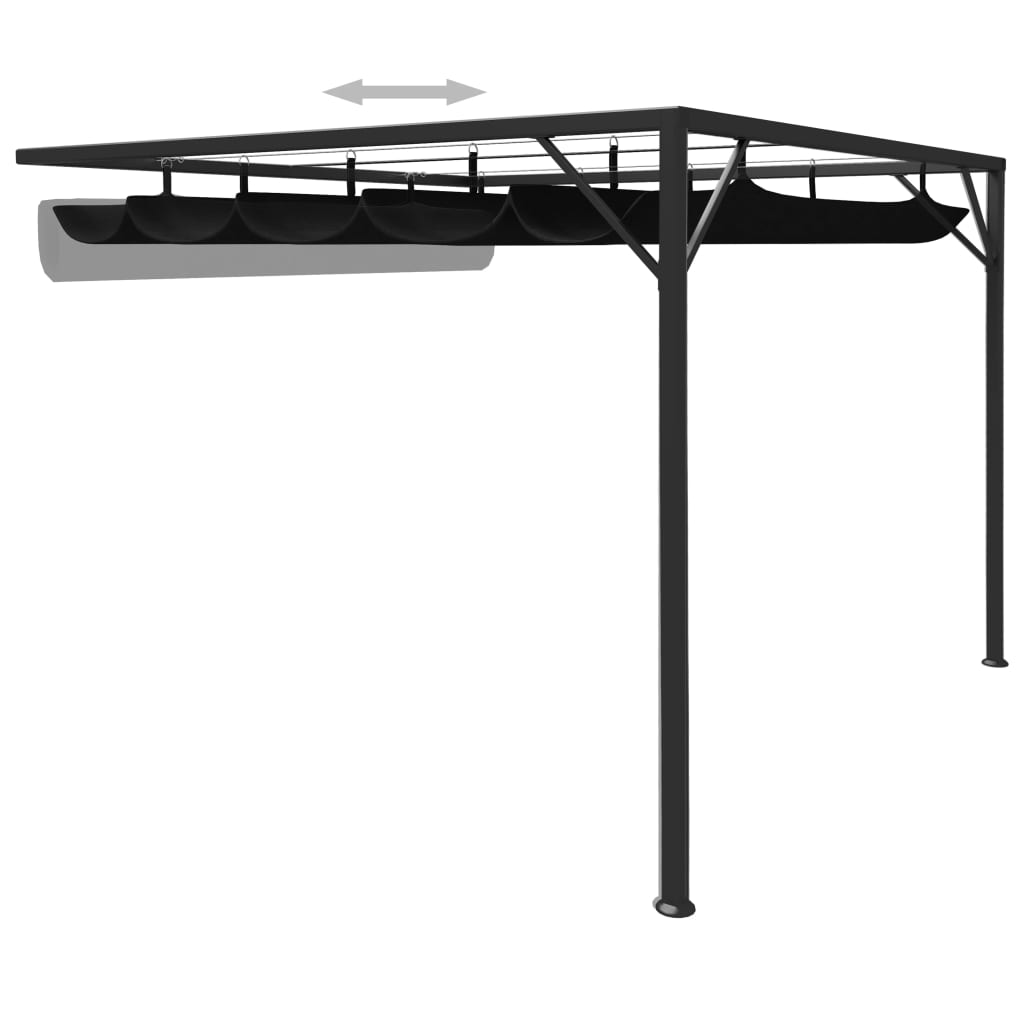 Garden Wall Gazebo with Retractable Roof Canopy 3x3 m Anthracite