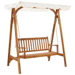 Garden wooden swing chair with Canopy Solid Acacia Wood