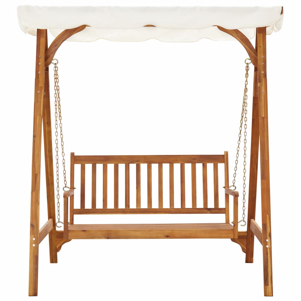 Garden wooden swing chair with Canopy Solid Acacia Wood