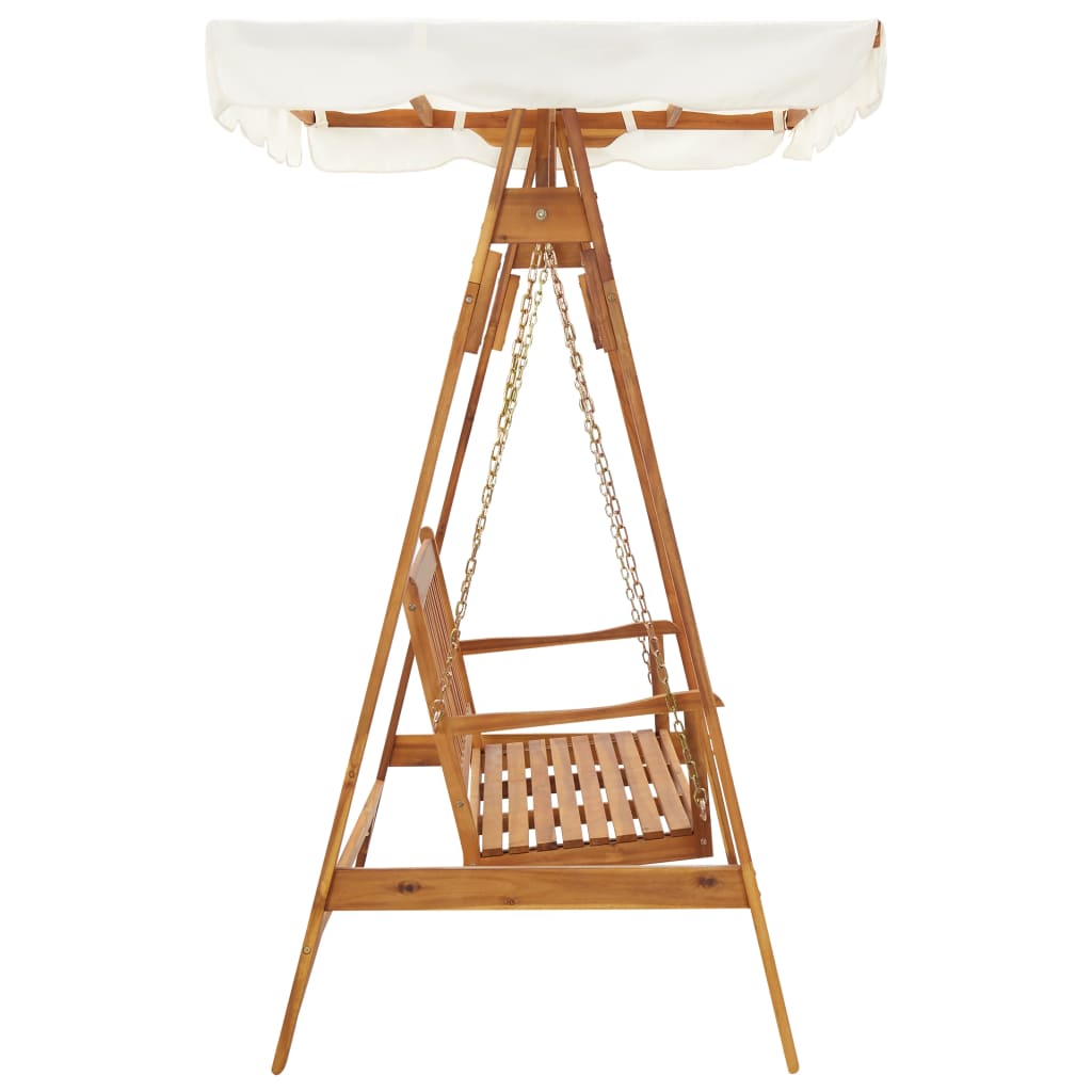 Garden wooden swing chair with Canopy Solid Acacia Wood