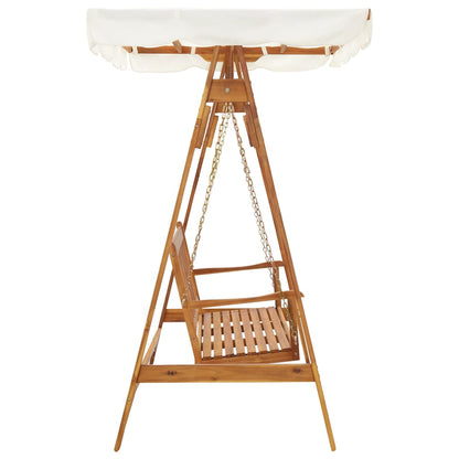 Garden wooden swing chair with Canopy Solid Acacia Wood