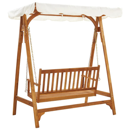 Garden wooden swing chair with Canopy Solid Acacia Wood