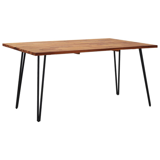 Garden Table with Hairpin Legs 140x80x75 cm Solid Acacia Wood