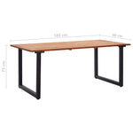 Garden Table with U-shaped Legs 180x90x75 cm Solid Acacia Wood