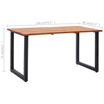 Garden Table with Hairpin Legs 140x80x75 cm Solid Acacia Wood