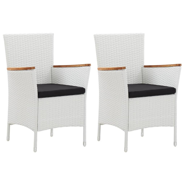 Garden Chairs 2 pcs White Poly Rattan