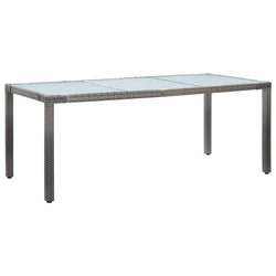 Garden Table Grey 190x90x75 cm Poly Rattan