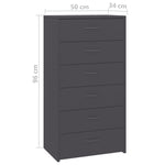 Sideboard with 6 Drawers Grey -Chipboard