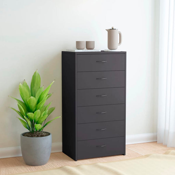  Sideboard with 6 Drawers Grey -Chipboard