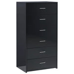 Sideboard with 6 Drawers High Gloss Black - Chipboard