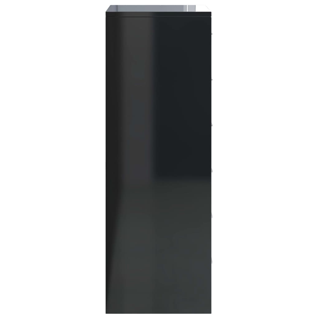 Sideboard with 6 Drawers High Gloss Black 50x34x96 cm Chipboard