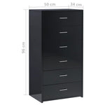 Sideboard with 6 Drawers High Gloss Black - Chipboard