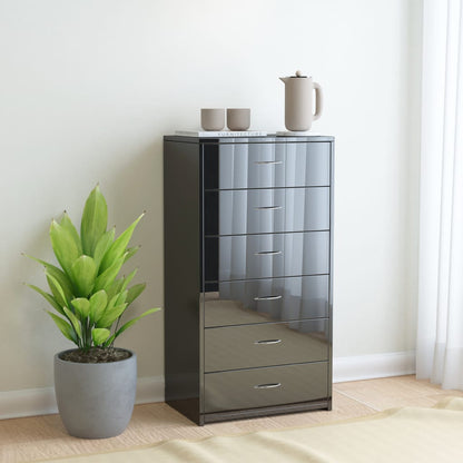 Sideboard with 6 Drawers High Gloss Black 50x34x96 cm Chipboard