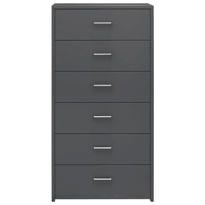 Sideboard with 6 Drawers High Gloss Grey 50x34x96 cm Chipboard