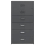 Sideboard with 6 Drawers High Gloss Grey Chipboard