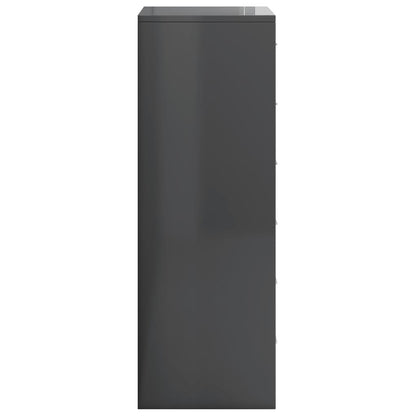 Sideboard with 6 Drawers High Gloss Grey 50x34x96 cm Chipboard