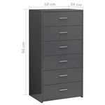 Sideboard with 6 Drawers High Gloss Grey Chipboard