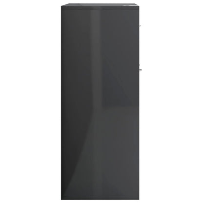 Sideboard High Gloss Grey 88x30x70 cm Chipboard