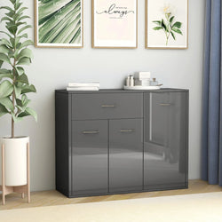 Sideboard High Gloss Grey 88x30x70 cm Chipboard