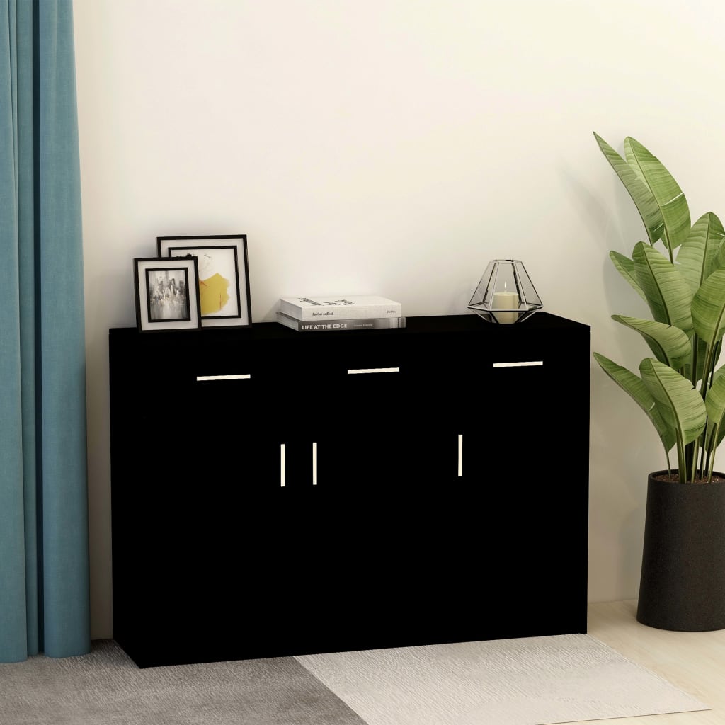 Sideboard Black 110x34x75 cm Chipboard