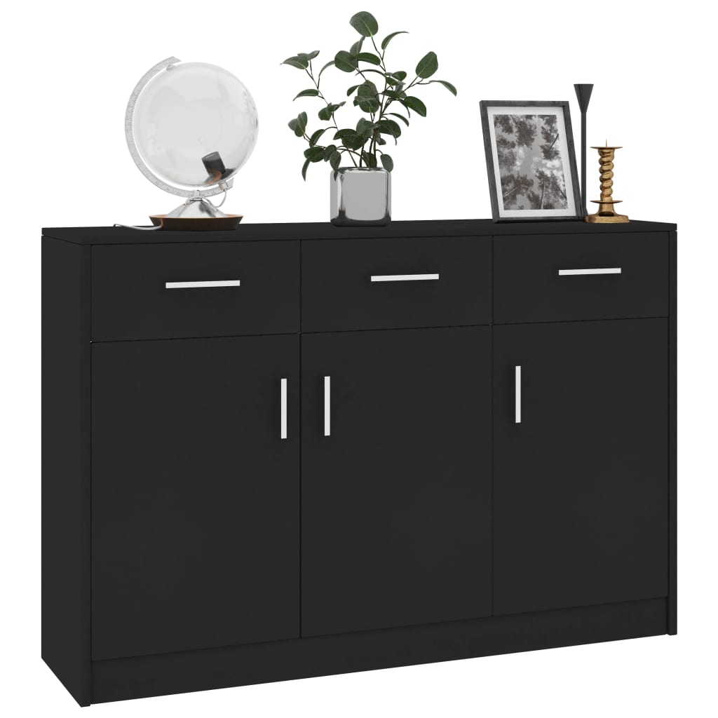 Sideboard Black 110x34x75 cm Chipboard