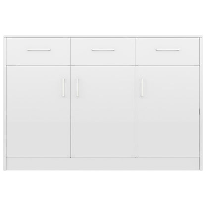 Sideboard High Gloss White 110x34x75 cm Chipboard