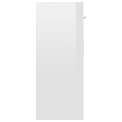 Sideboard High Gloss White 110x34x75 cm Chipboard