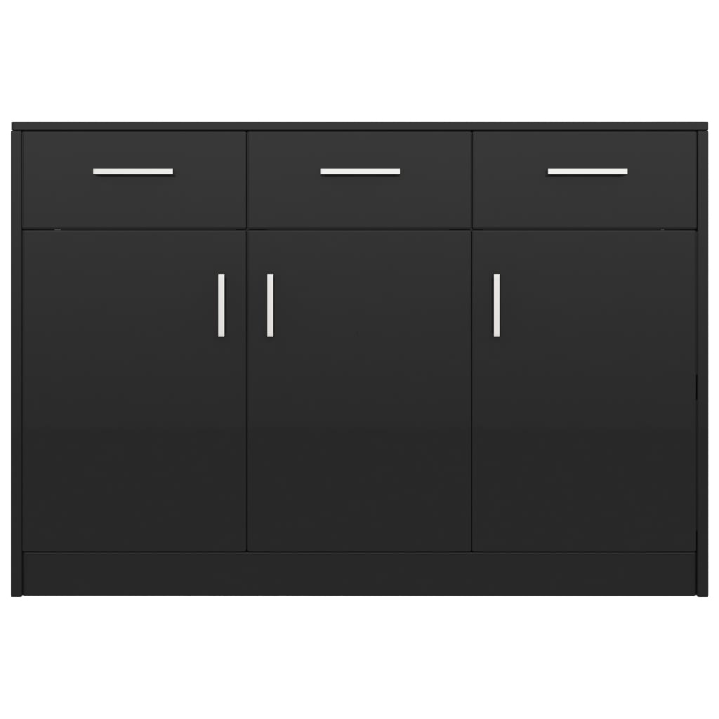 Sideboard High Gloss Black 110x34x75 cm Chipboard
