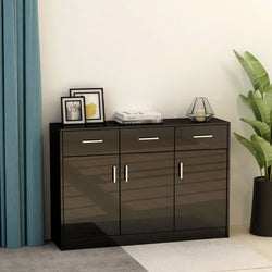 Sideboard High Gloss Black 110x34x75 cm Chipboard