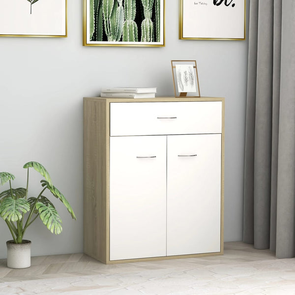  Sideboard White and  Sonoma Oak Chipboard