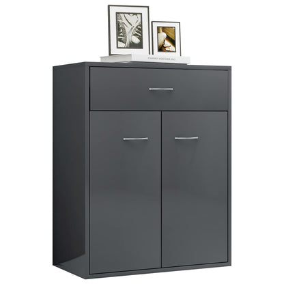 Sideboard High Gloss Grey 60x30x75 cm Chipboard