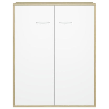 Sideboard White and Sonoma Oak 60x30x75 cm Chipboard