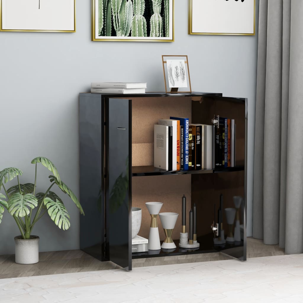 Sideboard High Gloss Black 60x30x75 cm Chipboard
