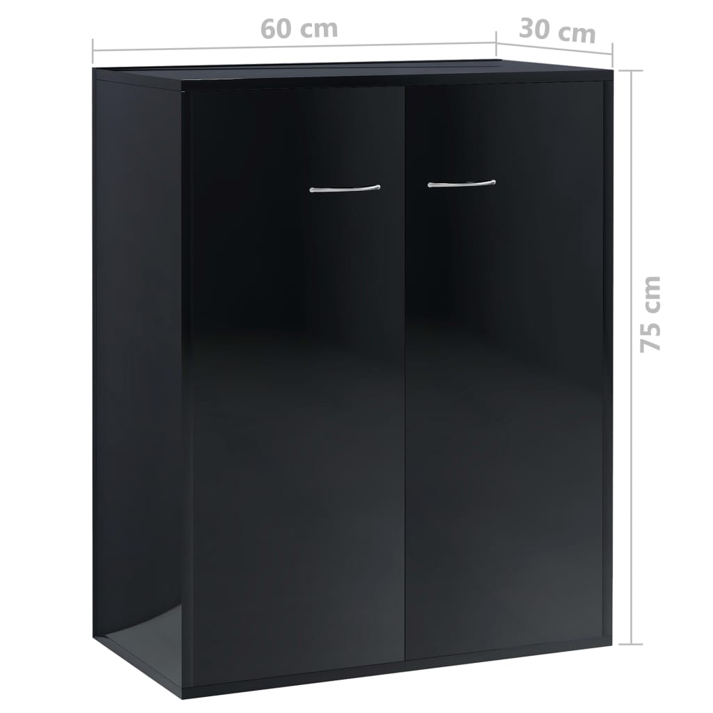 Sideboard High Gloss Black 60x30x75 cm Chipboard