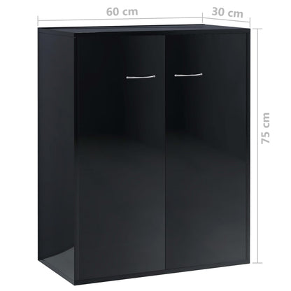 Sideboard High Gloss Black 60x30x75 cm Chipboard