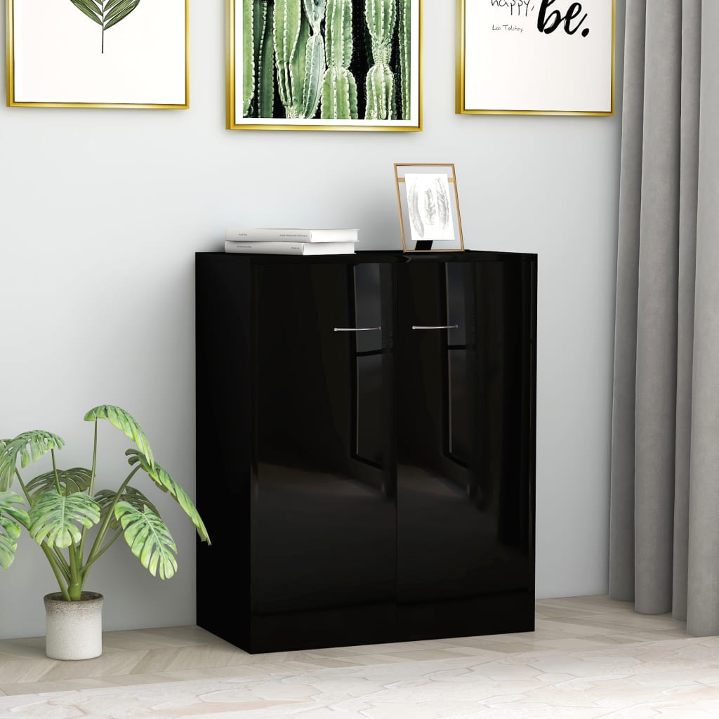 Sideboard High Gloss Black 60x30x75 cm Chipboard