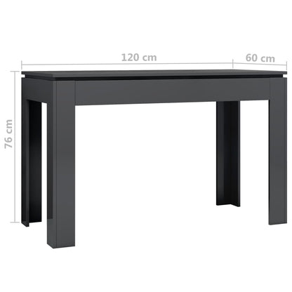 Dining Table High Gloss Grey 120x60x76 cm Chipboard